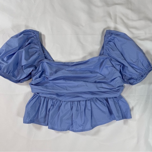 Women's Blue Puff Sleeve Top - Picture 2 of 7